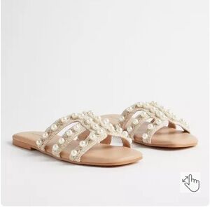 Elegant Pearl-Embellished Cream Sandals